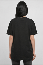 Damen Oversize T-Shirt Modelfoto Rueckenansicht schwarz – Markendruckerei
