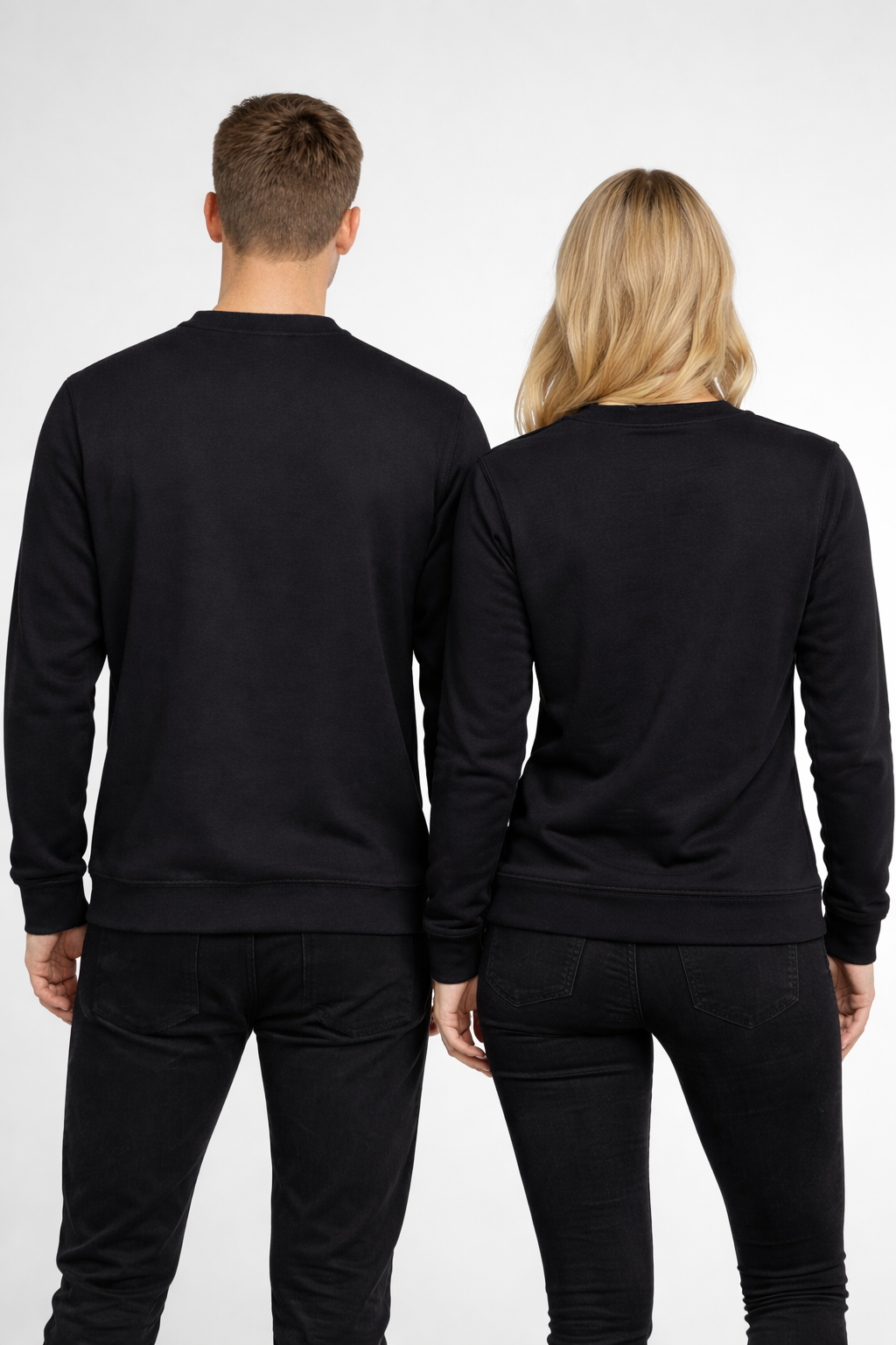 Unisex Sweatshirt Crewneck Modelfoto Rueckenansicht – DTF Druck Rhein-Main