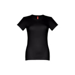 Damen Arbeitsshirt T-Shirt schwarz Produktfoto vorne – DTF Druck bedrucken