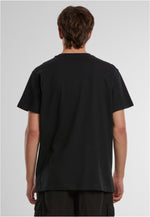 Basic T-Shirt Rundhals Rueckenansicht schwarz – DTF Logodruck