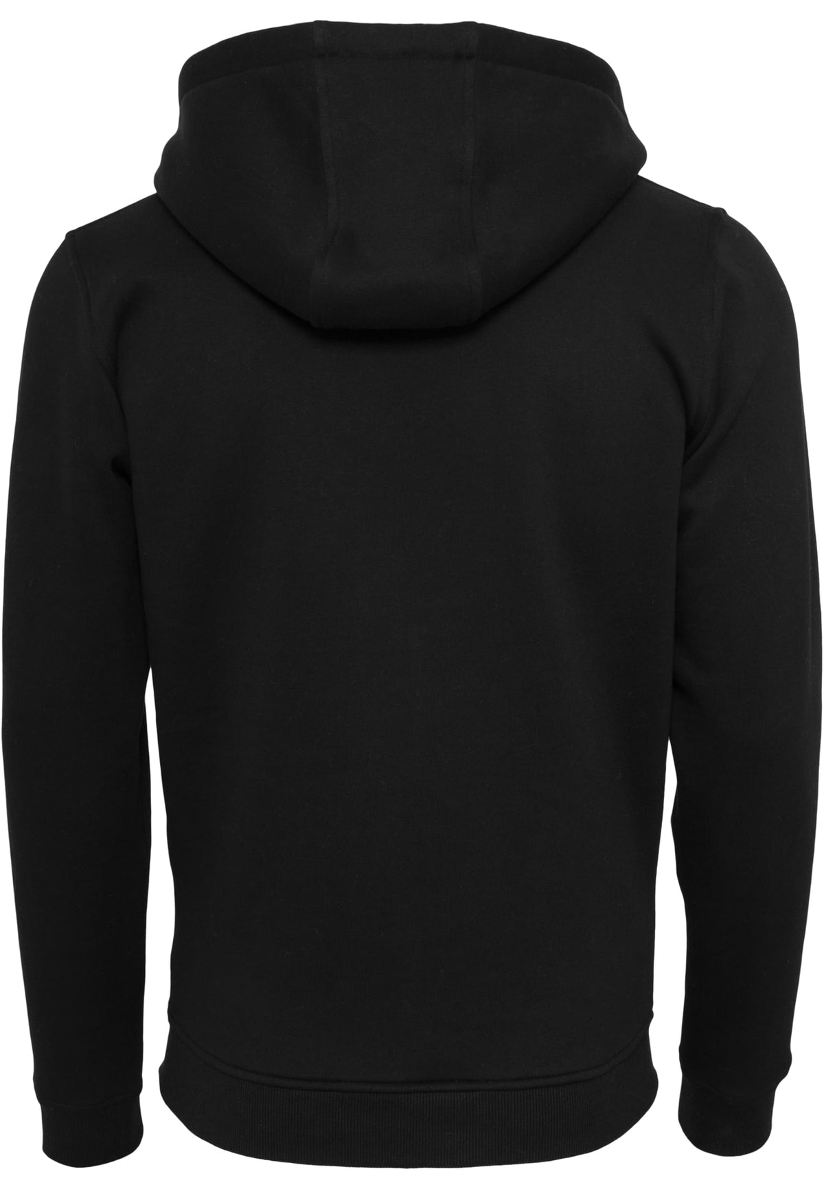 Herren Zip Hoodie Produktfoto Rueckenansicht schwarz – DTF Druck