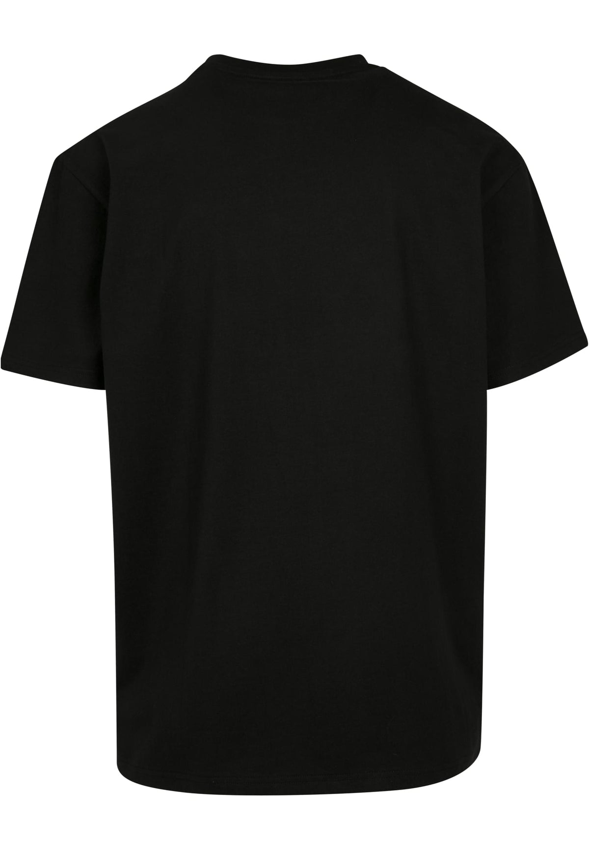 Oversize T-Shirt Rundhals schwarz Produktfoto Seitenansicht – DTF Logodruck