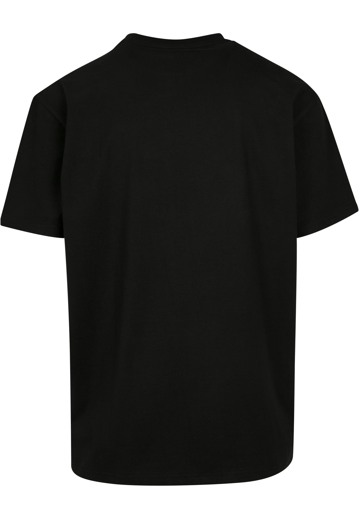 Oversize T-Shirt Rundhals schwarz Produktfoto Seitenansicht – DTF Logodruck