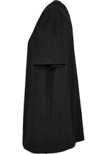 Damen Oversize T-Shirt Rundhals Seitenansicht – DTF Logodruck Markendruckerei