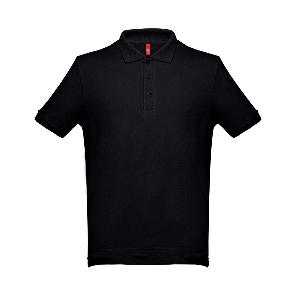 Pique Poloshirt schwarz Detailfoto Kragen – DTF Druck Firmenkleidung Markendruckerei