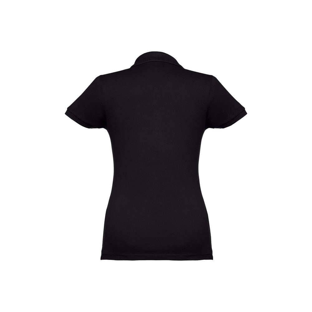 Damen Pique Poloshirt schwarz Produktfoto – Logodruck bedrucken lassen DTF